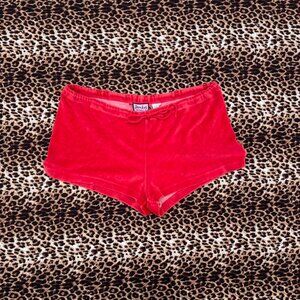 2000s terry cloth red beach shorts